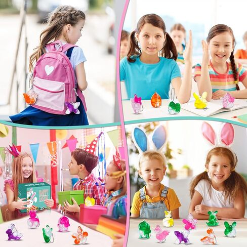 28 قطعة من ألعاب عيد الفصح الصغيرة على شكل سلسلة مفاتيح فيدجيت الحسية مع بيض عيد الفصح بالداخل، هدايا حشو سلة عيد الفصح للأطفال الأولاد والبنات والأطفال الصغار، هدايا عيد الفصح بالجملة، هدايا الحفلات، حشو جوائز الفصل الدراسي in Kuwait