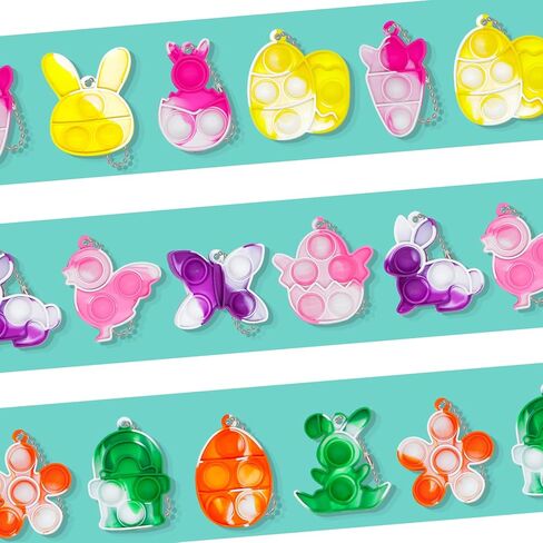 50 عبوة من بيض عيد الفصح المملوء مسبقًا مع سلسلة مفاتيح صغيرة، حشو سلة عيد الفصح مع ألعاب إسفنجية، ألعاب إسفنجية لتخفيف التوتر لحشو سلة عيد الفصح هدايا حشو البيض (50 قطعة بيض + 50 قطعة ألعاب) in Kuwait