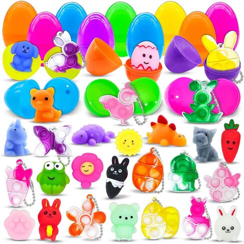 50 عبوة من بيض عيد الفصح المملوء مسبقًا مع سلسلة مفاتيح صغيرة، حشو سلة عيد الفصح مع ألعاب إسفنجية، ألعاب إسفنجية لتخفيف التوتر لحشو سلة عيد الفصح هدايا حشو البيض (50 قطعة بيض + 50 قطعة ألعاب) in Kuwait