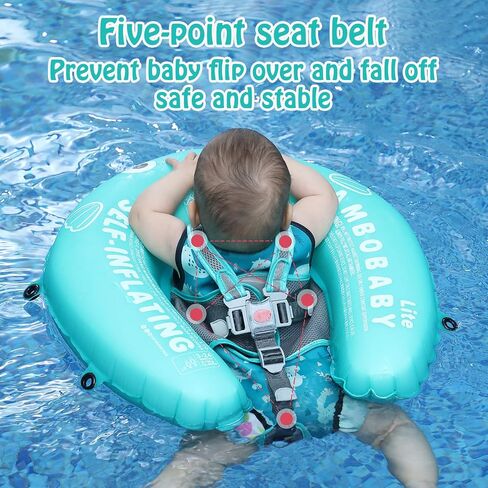 Mambobaby Baby Float Self-Inflating Baby Pool Float, AnjeeIOT Newest Compressible Pool Swim Float Infant Soft Solid Swimming Trainer, Baby Float with Removable UPF 50+ UV Sun Protection Canopy in Saudi Arabia