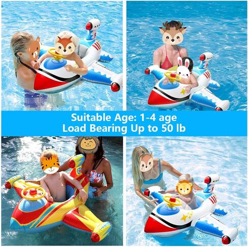 Baby Inflatable Pool Float Swimming Float Boat with Steering Wheel Horn for Kids Toddlers Age 1-4 Boys Girls Inflatable Ride-ons Summer Pool Swim Ring Beach Supplies in Saudi Arabia