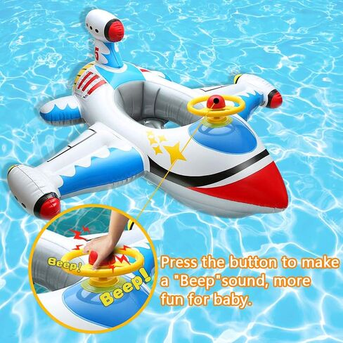 Baby Inflatable Pool Float Swimming Float Boat with Steering Wheel Horn for Kids Toddlers Age 1-4 Boys Girls Inflatable Ride-ons Summer Pool Swim Ring Beach Supplies in Saudi Arabia