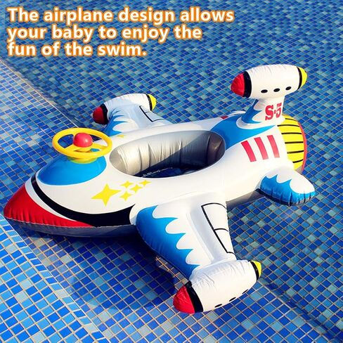 Baby Inflatable Pool Float Swimming Float Boat with Steering Wheel Horn for Kids Toddlers Age 1-4 Boys Girls Inflatable Ride-ons Summer Pool Swim Ring Beach Supplies in Saudi Arabia