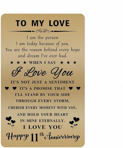 Happy 11th Anniversary Card, 11 Year Anniversary Card for Husband Wife, 11th Wedding Anniversary Card Gifts for Him Her Men Women in Saudi Arabia
