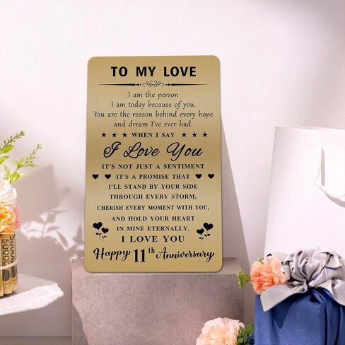 Happy 11th Anniversary Card, 11 Year Anniversary Card for Husband Wife, 11th Wedding Anniversary Card Gifts for Him Her Men Women in Saudi Arabia