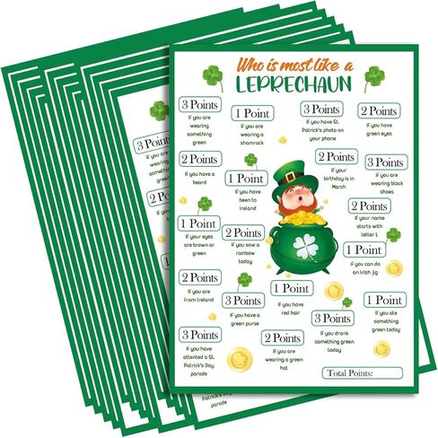 من هو الأكثر شبهًا بلعبة Leprechaun للمنزل والمكتب (30 بطاقة ألعاب)، سانت. لعبة عيد القديس باتريك لكسر الجليد، لعبة حفلة عيد القديس باتريك-JL01 in Kuwait