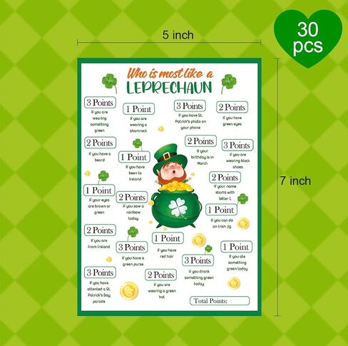 من هو الأكثر شبهًا بلعبة Leprechaun للمنزل والمكتب (30 بطاقة ألعاب)، سانت. لعبة عيد القديس باتريك لكسر الجليد، لعبة حفلة عيد القديس باتريك-JL01 in Kuwait