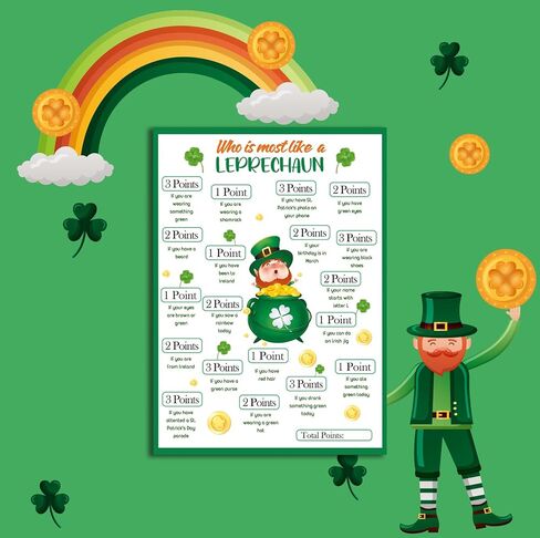 من هو الأكثر شبهًا بلعبة Leprechaun للمنزل والمكتب (30 بطاقة ألعاب)، سانت. لعبة عيد القديس باتريك لكسر الجليد، لعبة حفلة عيد القديس باتريك-JL01 in Kuwait