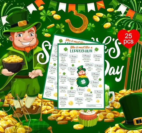 من هو الأكثر شبهًا بلعبة Leprechaun للمنزل والمكتب (30 بطاقة ألعاب)، سانت. لعبة عيد القديس باتريك لكسر الجليد، لعبة حفلة عيد القديس باتريك-JL01 in Kuwait