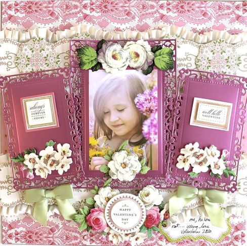 قوالب إطار صور القصاصات Anna Griffin - 12 قطعة من قوالب القطع المعدنية المزخرفة لصنع البطاقات، إطارات الصور DIY، المجلات وسجل القصاصات مع ورقة الأفكار، أكبر قالب هو 5 بوصة × 7 بوصة in Kuwait