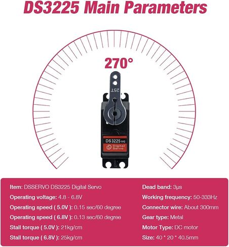 DS3235 35kg Digital RC Servo High Torque All Metal Gear Coreless Motor Waterproof Servo Motors for RC Robot, Car, Truck (Control Angle 270°) in Kuwait