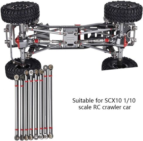 قضيب ربط RC، قضيب ربط من سبائك الألومنيوم 8 قطع، قضيب ربط من سبائك الألومنيوم RC ملحق لسيارة SCX10 بمقياس 1/10 313 مم، لعبة سيارة RC (أزرق أسود) in Kuwait