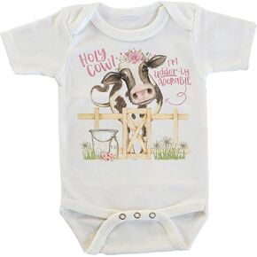Witty and Bitty Holy Cow I'm Udderly Adorable in Pink Onesie/Bodysuit