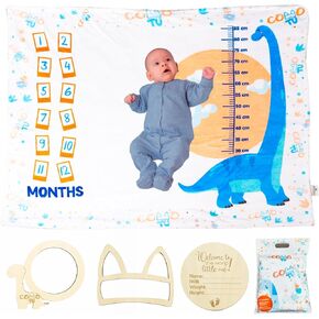Milestone Baby Blanket Infant Monthly Blanket Newborn Boy and Girl Infant Essentials Soft Giraffe - Baby Photography White Fleece Minky Wrinkle-Free Growth Chart (Giraffe)