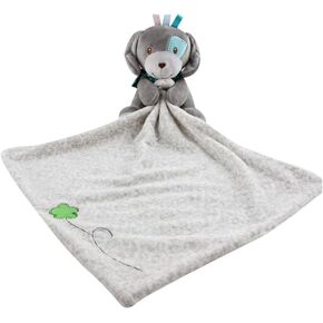 Cute Dog Security Blanket for Newborn Baby Boy Girl 0-36 Months, Unisex Soft Deer Soothing Blanket Elephant Baby Towel Baby Blanket with Stuffed Animal, 11.6 x 11.6 Inch
