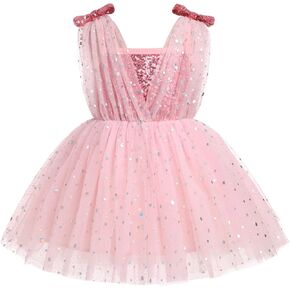 IDOPIP Sparkle Sequin Tutu Dress for Girls Birthday Glitter Tulle Dress Formal Prom Pageant Mesh Dress Communion Ruffle Dress