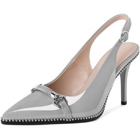 YODEKS Women's Slingback Heels Pointed Toe Beaded High Heel Pumps 3.5 Inch Shoes US Size 5-13