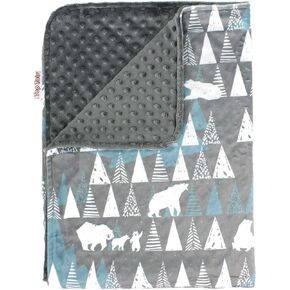 Top Tots Deluxe Baby Blanket - Deer Heads, Minky Dot, Orange