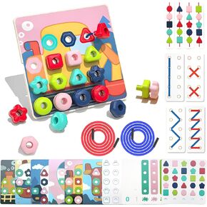 47 Pcs Button Art Toys for Toddlers, Button Learning Toys for Toddler Crafts Toys Age 2-4, Colorful Matching Arts and Crafts Pegboard, Fine Motor Skills Game for Kids,Montessori Toys for 2 Year Old