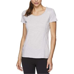 Reebok Womens Poly Marled Basic T-Shirt, Grey, Small