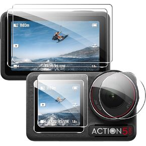 for DJI Osmo Action 5 Pro screen protector Tempered Glass flim ＆Camera Lens Protector Tempered Glass,High Definition Clear,Case Friendly,Anti-Scratch(2+2+2 pack)