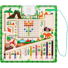 Magnetic Color and Number Maze Montessori Toys for 3+ Year Old, Wooden Puzzle Board with Magnetic Beads, Counting Matching Travel Toys for Toddlers Kids Boys Girls Preschooler