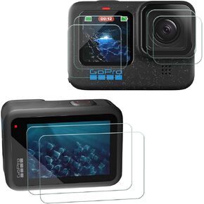 Tempered Glass Lens Screen Protector (Front + Back) LCD Display Protector for GoPro Hero 12/11/10/9, 6 PCS Screen Protectors, 9H Hardness, Anti-scratch, Bubble Free