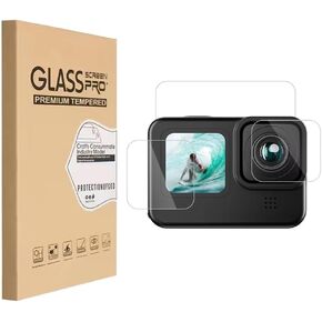 Screen Protector for Go Pro Hero 12/11/10/9, 9H Hardness Anti-Scratch Anti-Bubble Ultra Clear Tempered Glass
