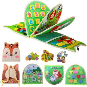 Squirrel Busy Board Montessori Toys for 3-5 Year Old Toddlers, Educational Activity Sensory Board Preschool Learning Fine Motor Skills Toys,Airplane & Car Travel Activities Toy for Kids
