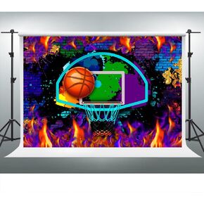 VIDMOT Basketball Sports Background 7x5ft Happy Birthday Sport Theme Background for Boys Kids Party Cake Table Decor Basket Ball Street Graffiti Backdrop Photo Photography Studio Set Props BJLSVV956
