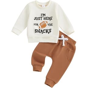 NZNDSHD Fall Toddler Baby Boy Clothes Stripe Long Sleeve Funny Letter Print Pullover Sweatshirt Jogger Pants Infant Set