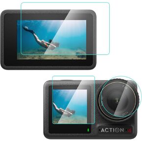 Screen Protector for DJI Osmo Action 4 Front LCD Film + Back Screen Guard + Osmo Action 4 Lens Lens Protector Tempered Glass LCD Display Film, Anti-Scrach