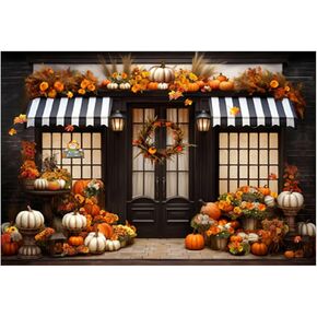 Funnytree 82 "× 59" الخريف اليقطين مخزن خلفية ريفي الخريف مزرعة الحصاد مهرجان الأزهار اليقطين عيد الشكر الطفل الزفاف دش حفلة عيد ميلاد زينة راية صور بوث الدعائم الخلفية in Kuwait