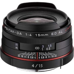 Pentax K-Mount HD DA 15mm f/4 ED AL 15-15mm Fixed Lens for Pentax KAF Cameras (Limited Black)