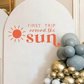 First Trip Around The Sun Decal - Baby Boy's First Birthday Themed Decal, Space Themed Wall Decal,Decal for Balloon Arch Peel and Stick (orangeFTATS)