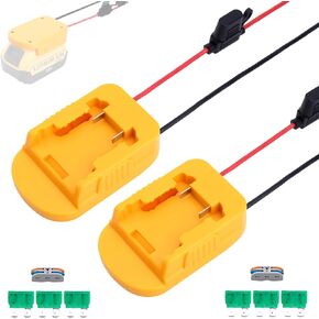 2 Packs Power Wheels Adapter Compatible with Dewalt 20v Battery with Fuse & Wire terminals, Work with 20V DCB205 DCB206 DCB200 Battery Power Connector for Rc Car, Robotics, Rc Truck,DIY use