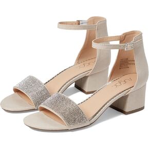 Sugar Womens SGRNOELLE4 Faux Suede Rhinestone Block Heel Beige 7.5 Medium (B,M)