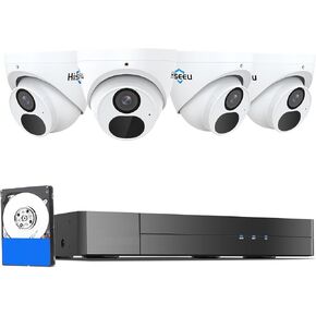 [4K HD Smart Detection+Angle 121°] Hiseeu 4K/8MP PoE Security Camera System Home Security System w/8pcs 4K IP Security Cameras Outdoor 100FT Night Vision 4K 8CH H.265 NVR with 3TB HDD for 24/7 Record