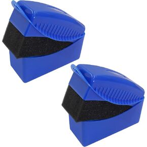 2Pcs Tire Dressing Applicators,Tire Shine Applicator Pads,Reusable Tire Dressing Sponge Pad Car Tire Applicator Pads with Lid for Car Glass, Painted Steel & Porcelain (Blue, Curved