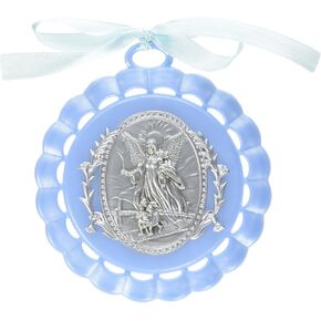 Roman Giftware Inc., Children's Gifts, New Baby, 4.25" H Blue Cradle Medal,Religious, Inspirational, Durable (4x1x4)