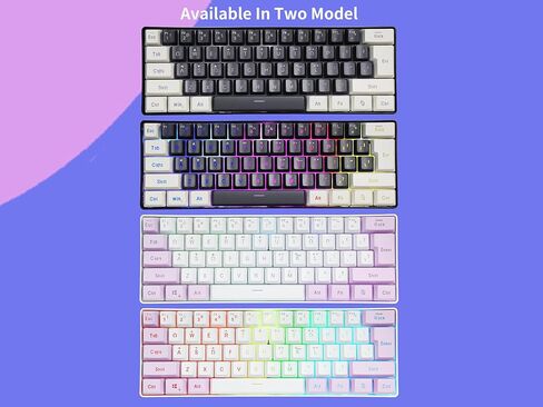 SAMA Gaming Keyboard 60 Percent, 61 Keys RGB Backlit Wired Keyboard, Waterproof Mini Compact Gaming Keyboard for PC/Mac Gamer, Travel, Easy to Carry on Business Trip - White Purple in Saudi Arabia