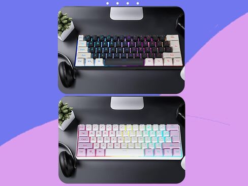 SAMA Gaming Keyboard 60 Percent, 61 Keys RGB Backlit Wired Keyboard, Waterproof Mini Compact Gaming Keyboard for PC/Mac Gamer, Travel, Easy to Carry on Business Trip - White Purple in Saudi Arabia