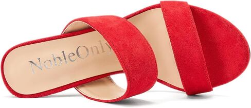 NobleOnly Womens Round Open Toe Heeled Sandals Two Strap Stiletto High Heel Sandals Backless Dress Slip-on Mules Sandals 3.9 Inches Heels in Saudi Arabia