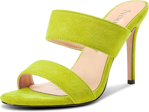 NobleOnly Womens Round Open Toe Heeled Sandals Two Strap Stiletto High Heel Sandals Backless Dress Slip-on Mules Sandals 3.9 Inches Heels in Saudi Arabia