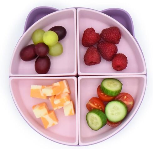 melii 100% Silicone Divided Suction Plate with Removable Dividers, for Baby + Toddlers – BPA Free, Dishwasher & Microwave Safe, Bear in Kuwait
