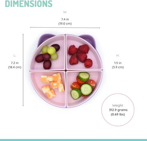 melii 100% Silicone Divided Suction Plate with Removable Dividers, for Baby + Toddlers – BPA Free, Dishwasher & Microwave Safe, Bear in Kuwait