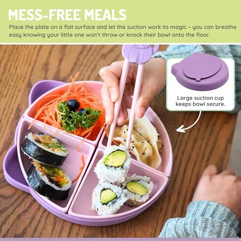 melii 100% Silicone Divided Suction Plate with Removable Dividers, for Baby + Toddlers – BPA Free, Dishwasher & Microwave Safe, Bear in Kuwait