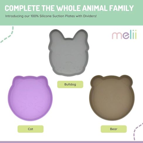 melii 100% Silicone Divided Suction Plate with Removable Dividers, for Baby + Toddlers – BPA Free, Dishwasher & Microwave Safe, Bear in Kuwait