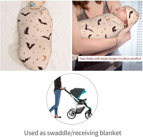 Halloween Bat Newborn Swaddle Blankets Hat Sets Soft Baby Receiving Blanket Swaddle Sack for Baby Shower Infant Boy Girl Gift in Kuwait