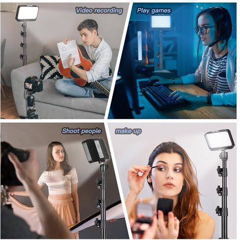 UBeesize LED Video Light Kit, 2Pcs Dimmable Continuous Portable Photography Lighting with Adjustable Tripod Stand & Color Filters for Tabletop/Low-Angle Shooting, for Zoom, Game Streaming, YouTube in Saudi Arabia
